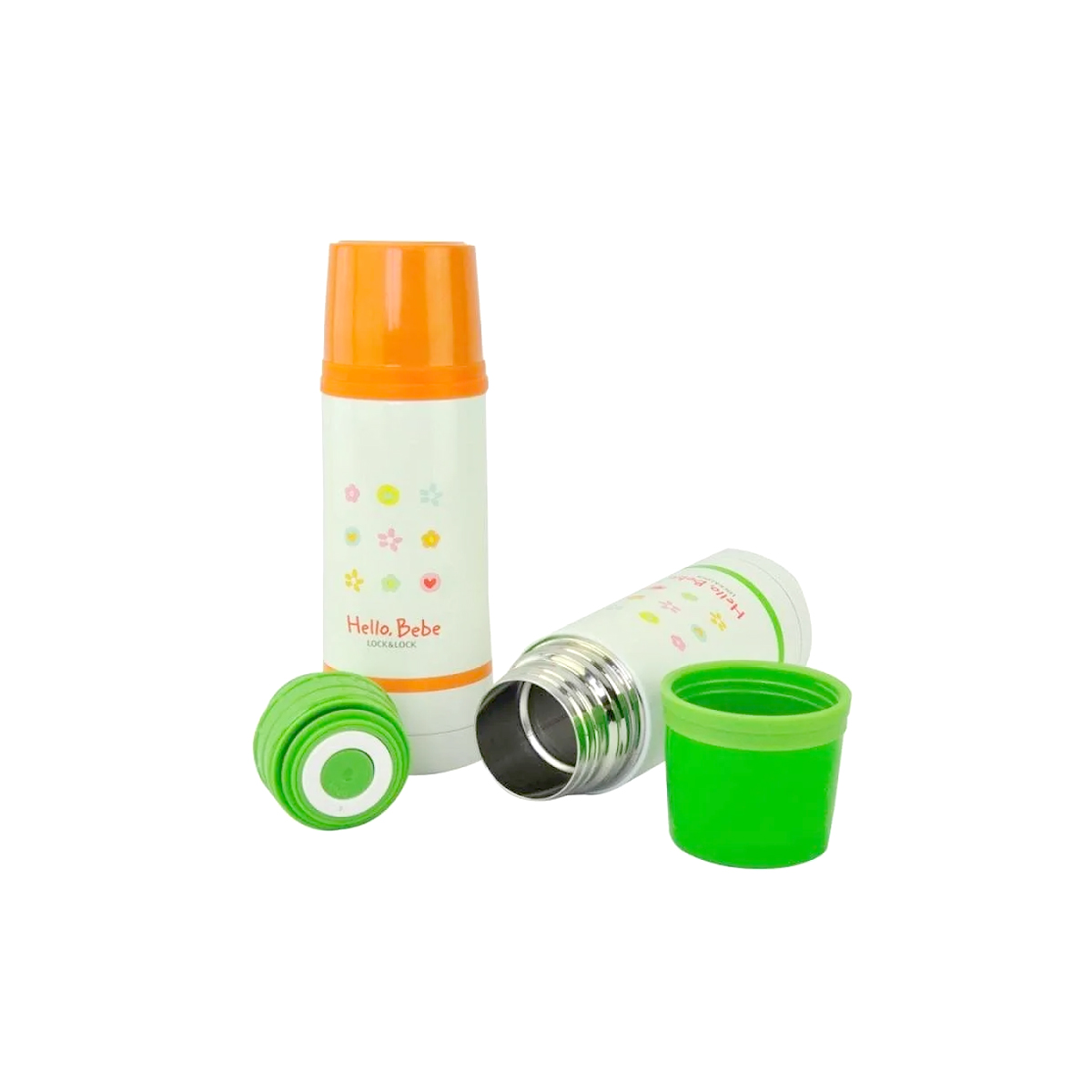 Bình Giữ Nhiệt Hello Bebe Hình Bông Hoa 350ml - 2 Màu (Xanh Lá, Cam) - LocknLock - HBB303